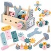 Jouet en Bois Outils Enfant Boite a Outil - Outils Enfant Bricolage pour Enfant 2 3 4 5 6 Ans