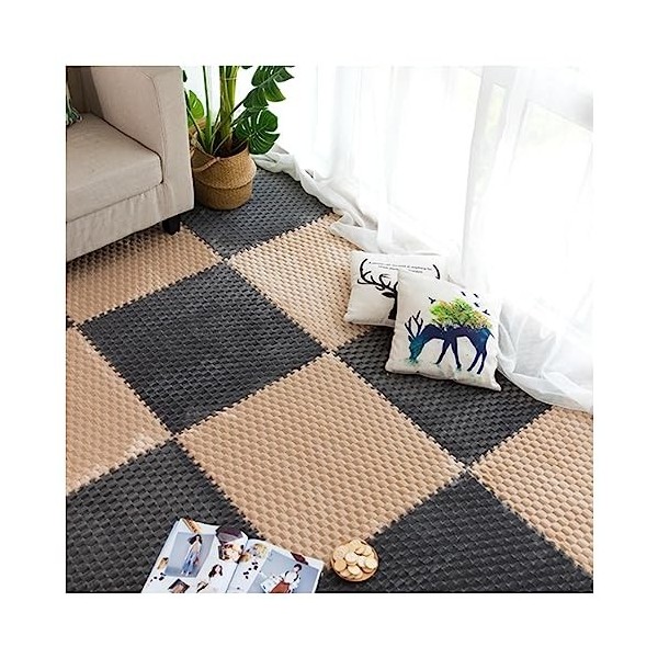 60x60x1CM Ensemble De Tapis Emboîtables en Peluche, 10 Pièces De Tapis De Puzzle en Mousse EVA, Moquettes Carrées Moelleuses,