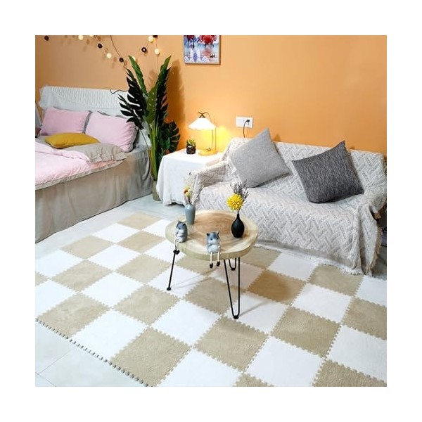 Carreaux De Moquette Imbriqués, Tapis De Sol en Mousse Puzzle en Peluche, Tapis Puzzle pour Salon, Tapis De Jeu pour Sol avec