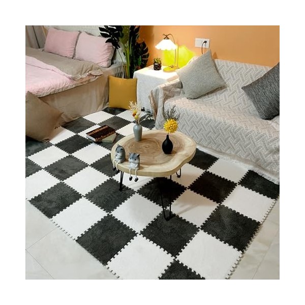 Carreaux De Moquette Imbriqués, Tapis De Sol en Mousse Puzzle en Peluche, Tapis Puzzle pour Salon, Tapis De Jeu pour Sol avec