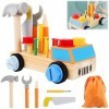 Encuryna Caisse a Outil Enfant en Bois, Boite a Outil Enfant Jouets en Bois, Jeux Montessori Enfants 3 4 5 6 Ans, Caisse à Ou