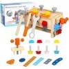 Judavry Jouet en Bois Outils Enfant Boite a Outil, Caisse a Outil Enfant en Bois, DIY Jeux de Construction Enfant Outils et é