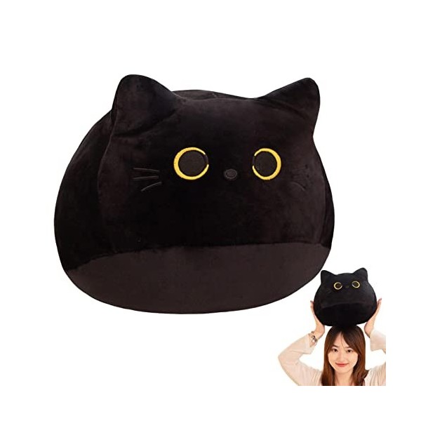 Kuyatioo Animal en Peluche Chat Noir, Jouet en Peluche Chat Noir | Grosse Peluche,Doux décoratif Adorable Confortable créatif