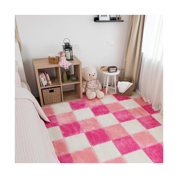 Tapis De Jeu Confortable en Peluche, Ensemble De 40 Protections De Sol en Mousse, Tapis De Chevet, Tapis De Sol, Adapté à La 