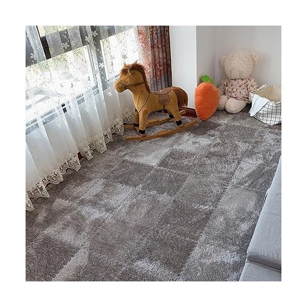 Tapis en Peluche Multifonctionnel De 0.23 Pouces Dépaisseur, 12x12 Pouces, Brillant, à Emboîtement, Carrelage De Sol en Mous