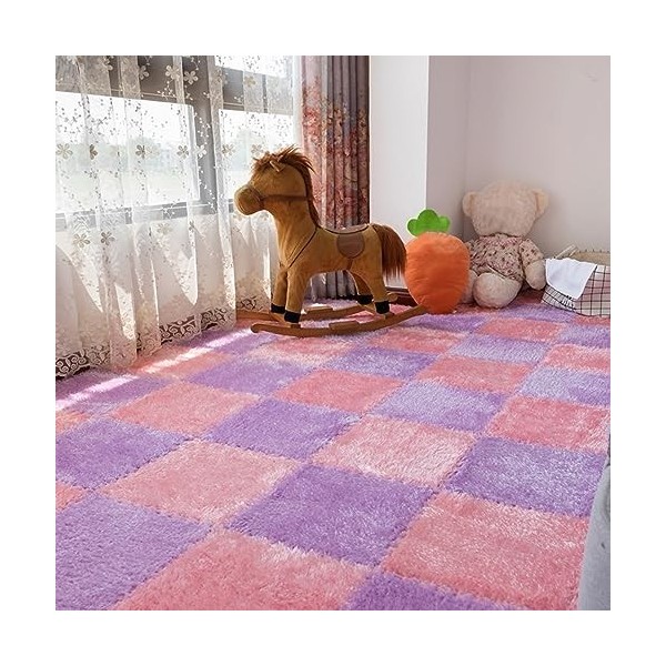 Tapis en Peluche Multifonctionnel De 0.23 Pouces Dépaisseur, 12x12 Pouces, Brillant, à Emboîtement, Carrelage De Sol en Mous