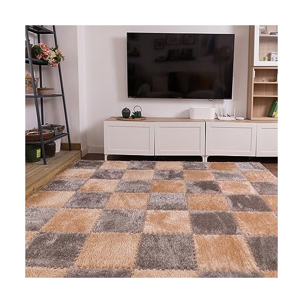 Tapis en Peluche Multifonctionnel De 0.23 Pouces Dépaisseur, 12x12 Pouces, Brillant, à Emboîtement, Carrelage De Sol en Mous