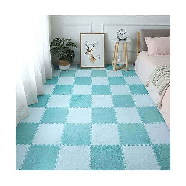 Tapis De Sol en Mousse en Peluche, Dalles De Moquette Imbriquées, Tapis De Puzzle De 12 X 12 Pouces, Tapis De Jeu épissé, Gar