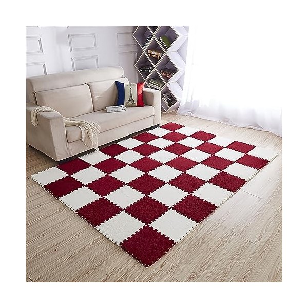 Tapis De Sol en Mousse en Peluche, Dalles De Moquette Imbriquées, Tapis De Puzzle De 12 X 12 Pouces, Tapis De Jeu épissé, Gar