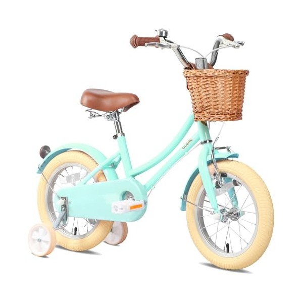 Glerc 12 Pouces Enfants Filles vélo pour 3 4 5 Ans Petites Filles rétro Style Vintage vélos avec Panier Roues de Formation et