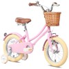 Glerc 12 Pouces Enfants Filles vélo pour 3 4 5 Ans Petites Filles rétro Style Vintage vélos avec Panier Roues de Formation et