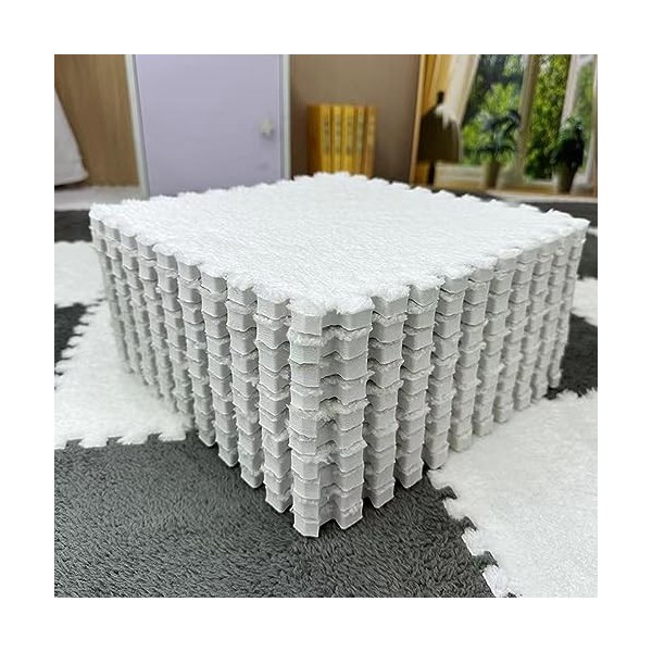 Tapis De Sol en Mousse Emboîtable en Peluche,30 X 30 X 1 Cm Tapis De Protection pour Carreaux Doux Et Antidérapant–Moquette D