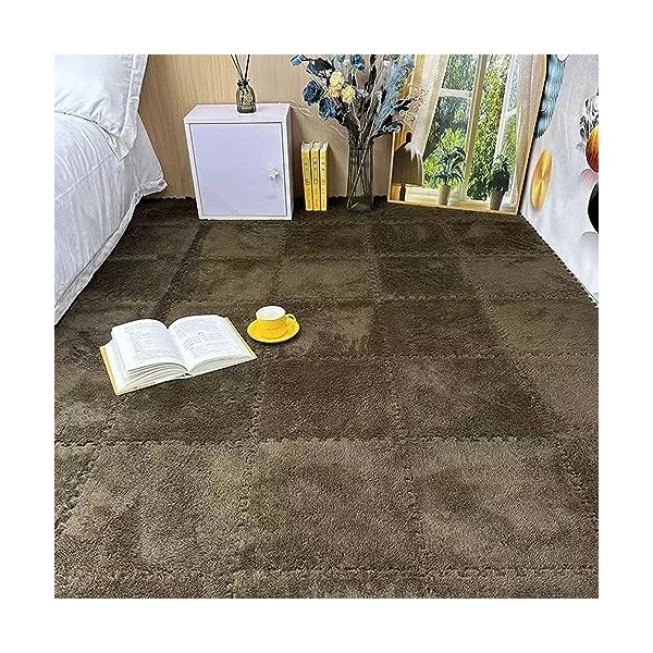 Tapis De Sol en Mousse Emboîtable en Peluche,30 X 30 X 1 Cm Tapis De Protection pour Carreaux Doux Et Antidérapant–Moquette D