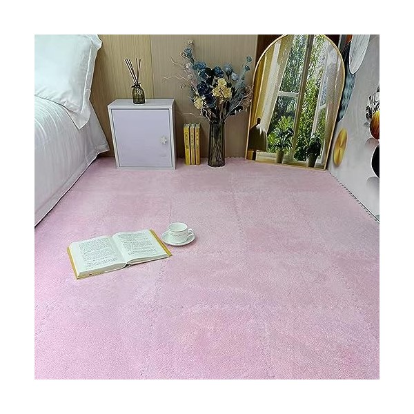 Tapis De Sol en Mousse Emboîtable en Peluche,30 X 30 X 1 Cm Tapis De Protection pour Carreaux Doux Et Antidérapant–Moquette D