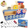 Shinybox Jouet en Bois Caisse a Outil Enfant, Outils Enfant Visseuse Enfant, Planche de Tournevis Montessori, Planche de Tour