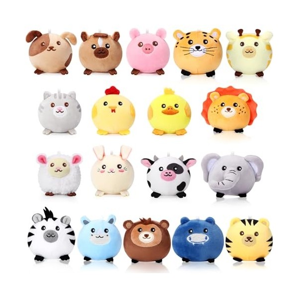 Halloscume Lot de 18 mini animaux en peluche de 8,9 cm en vrac - Jouets danimaux de la jungle - Jouets pour bas de Noël, sap