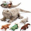 Lenwen Lot de 5 jouets en peluche en forme de lézard barbu de 66 cm avec 4 bébés lézards en peluche, imitation iguane pour ga