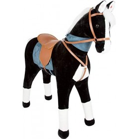 Small Foot 11178 Cheval déquitation à Monter Ombre, avec Selle Amovible, écharpe et Effets sonores, à partir de 5 Ans Jouets