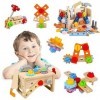 Mineup 24 Pièces Jouet en Bois Outils, Jouet en Bois Outils Enfant, Boite a Outil Jeux Educatif, Montessori Jouets pour Enfan