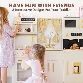 Tiny Land Nouvelle cuisine de jeu moderne pour enfants, ensemble de cuisine jouet avec de nombreuses fonctions de jeu, cuisin
