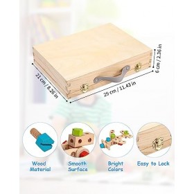Jouets Garçon de 3 Ans et Plus, Outil Enfants, Boîtes à Outils en Bois, Jouets Cadeaux pour nfants de 3 4 5 6 7 8 Ans 54pcs 