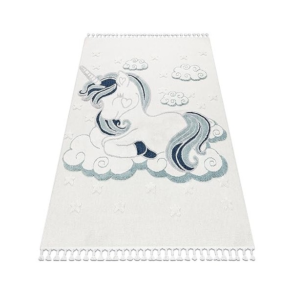 Tapis pour Enfants YOYO GD50 Ours en Peluche, structurelles, sensorielles, Franges, Gris/Blanc 160x220 cm