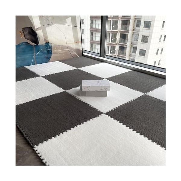 CcXrc Lot de 10 tapis de sol en mousse puzzle en peluche, dalles de moquette emboîtables, tapis de sol emboîtable en mousse é