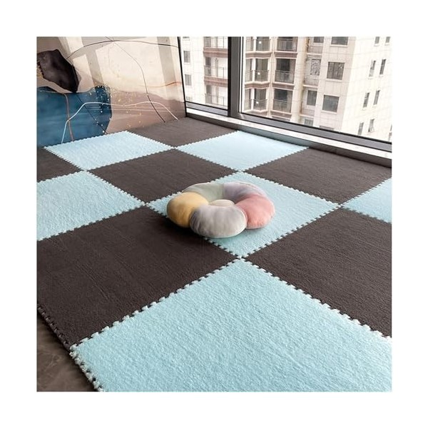 CcXrc Lot de 10 tapis de sol en mousse puzzle en peluche, dalles de moquette emboîtables, tapis de sol emboîtable en mousse é