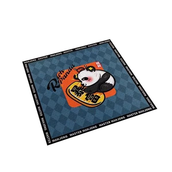 Tapis Jeu Mahjong Tapis De Table Carré Court De Mahjong en Peluche, Tapis De Table De Jeu De Cartes Imprimé Panda De Dessin A