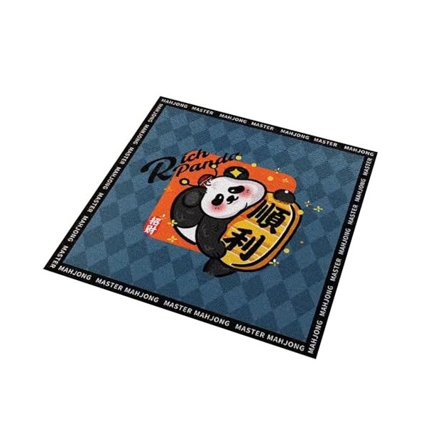 Tapis Jeu Mahjong Tapis De Table Carré Court De Mahjong en Peluche, Tapis De Table De Jeu De Cartes Imprimé Panda De Dessin A