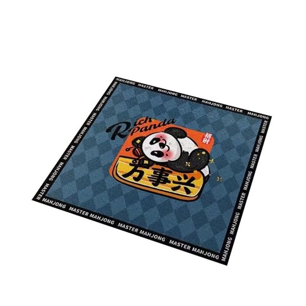 Tapis Jeu Mahjong Tapis De Table Carré Court De Mahjong en Peluche, Tapis De Table De Jeu De Cartes Imprimé Panda De Dessin A