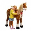 Pink Papaya Cheval en peluche XXL 105 cm – Le cheval géant pour léquitation, jusquà 100 kg, cheval de jeu pour sasseoir de