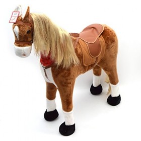 Pink Papaya Cheval en peluche XXL 105 cm – Le cheval géant pour léquitation, jusquà 100 kg, cheval de jeu pour sasseoir de