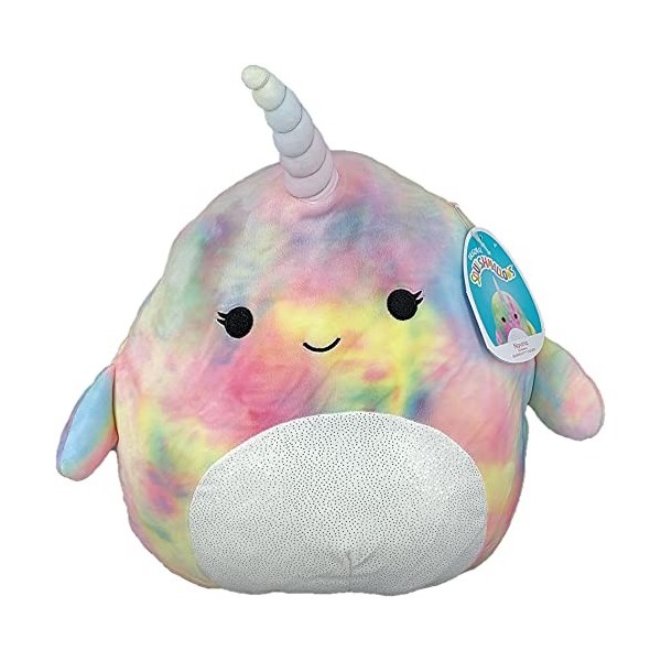 SQUISHMALLOW KellyToys – 20 cm – Navina The Pink Rainbow Tie Dye Narval – Jouet en peluche super doux pour cadeau danniversa