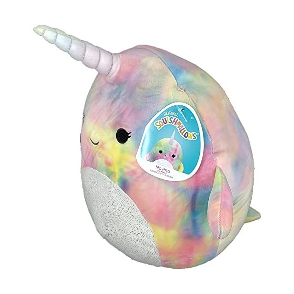 SQUISHMALLOW KellyToys – 20 cm – Navina The Pink Rainbow Tie Dye Narval – Jouet en peluche super doux pour cadeau danniversa