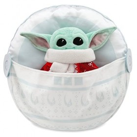 Star Wars Grogu Holiday Plush in Hover Pram – The Mandalorian – 13 Inches