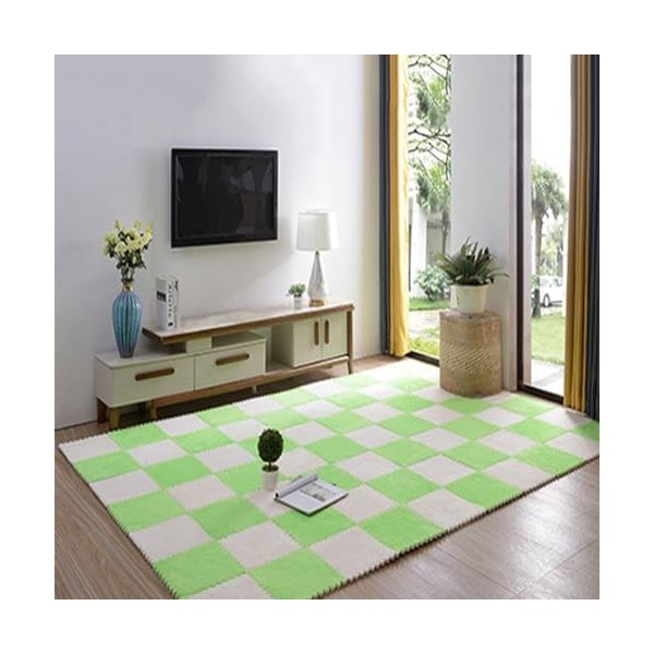 Tapis De Sol en Mousse Puzzle en Peluche 50 Pièces, Carreaux De Mousse Carrés Imbriqués Doux Et Moelleux, Petits Tapis, Carre