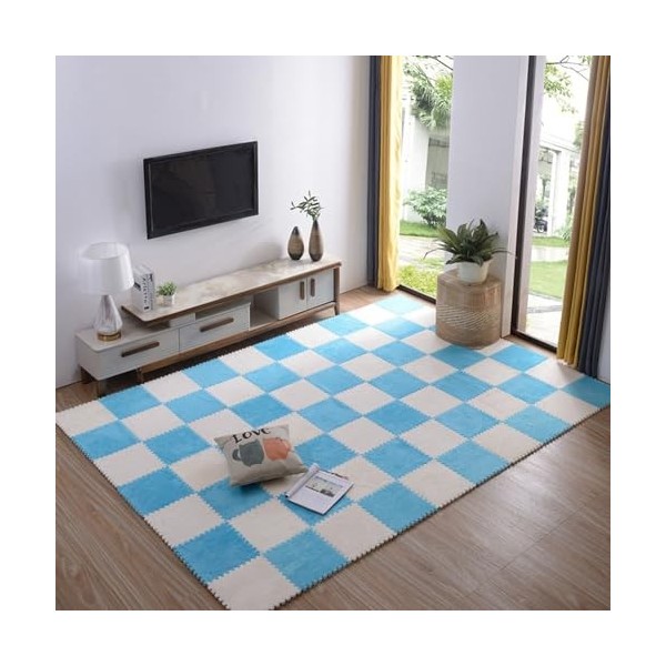 Tapis De Sol en Mousse Puzzle en Peluche 50 Pièces, Carreaux De Mousse Carrés Imbriqués Doux Et Moelleux, Petits Tapis, Carre