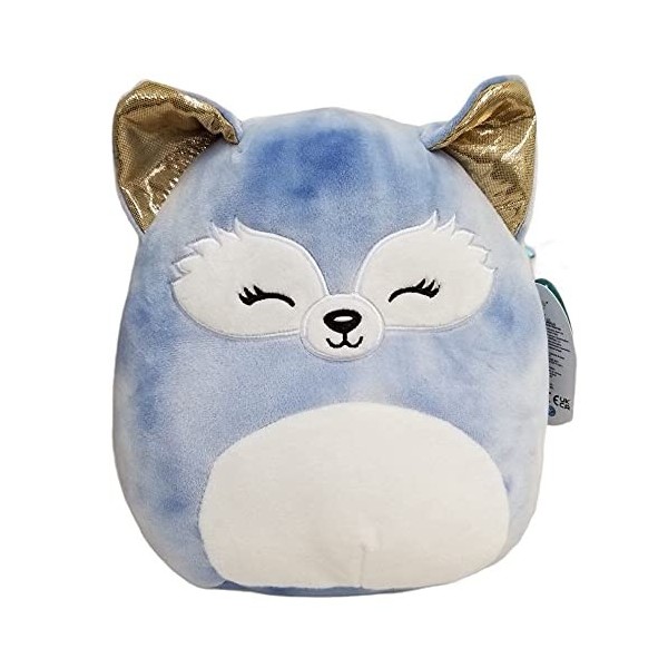 SQUISHMALLOW KellyToys - 30 cm - Melani le renard bleu avec oreilles dorées - Sleepy Eyes Squad