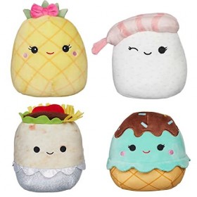 Squishmallows Kellytoy Lot de 8 squishmallows alimentaires 12,7 cm Chanel, Maya, Keina, Poplina, Sinclair, Maui, Bernardo et