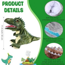 Wettarn Lot de 10 marionnettes dinosaures en peluche de 30 cm avec bouche mobile ouverte, jouet interactif pour raconter des 