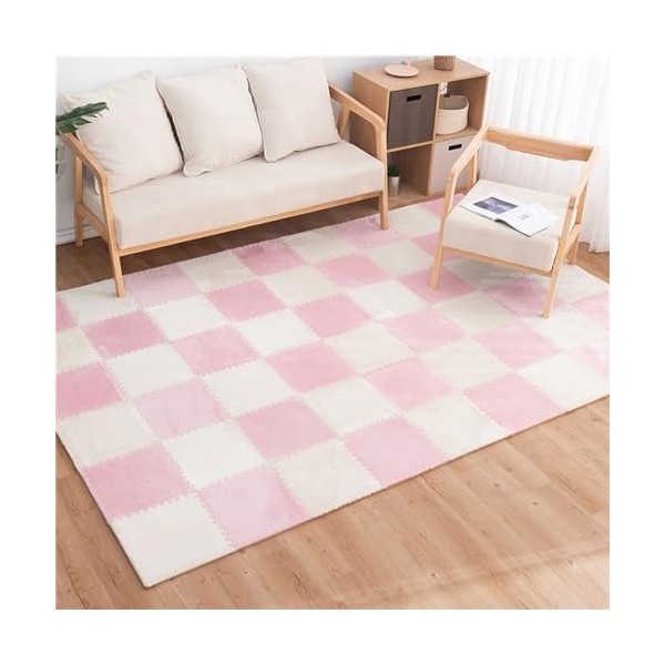 Tapis De Sol Carré en Mousse Puzzle en Peluche, Tapis, Dalles De Moquette Emboîtables, Tapis De Jeu Moelleux, Salle De Jeux, 