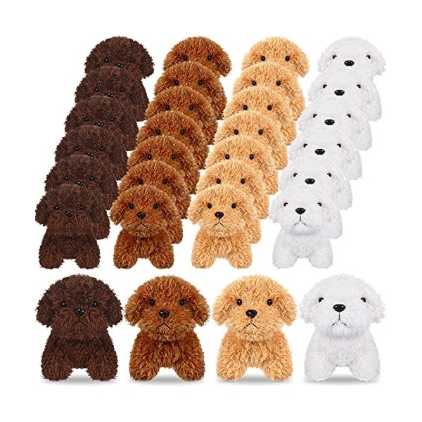 Lot de 30 mini chiens en peluche en vrac doux et moelleux pour enfants, bébés, filles, garçons, cadeaux danniversaire