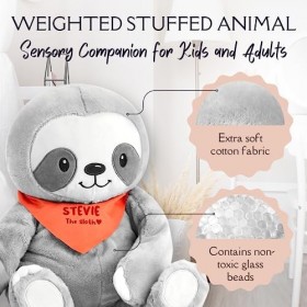 Lillys Love Stevie The Sloth Grand animal en peluche lesté de 2 kg | Compagnon sensoriel pour enfants et adultes | Lavable e