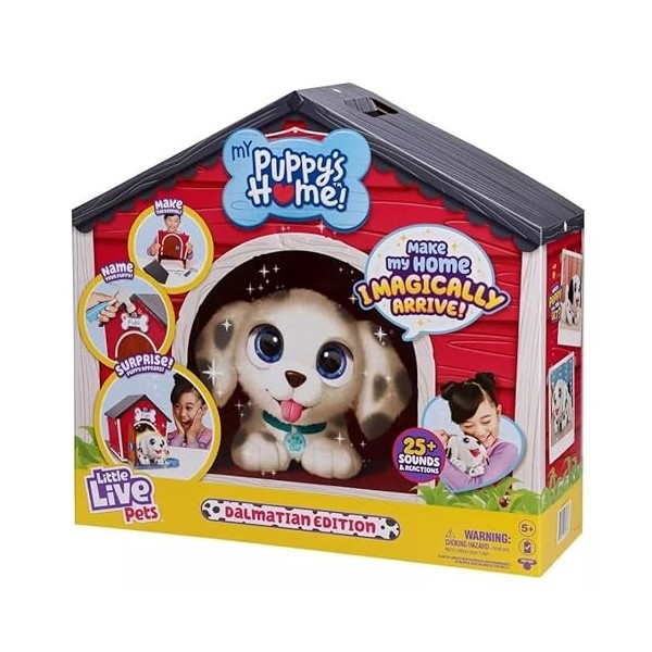 Little Live Pets - My Puppys Home Jouet interactif en peluche pour chiot et chenil. Plus de 25 sons et réactions. Faites la 