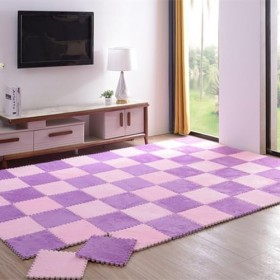 Tapis De Sol en Mousse Puzzle en Peluche 50 Pièces, Carreaux De Mousse Carrés Imbriqués Doux Et Moelleux, Petits Tapis, Carre