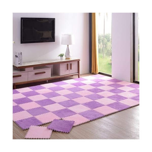 Tapis De Sol en Mousse Puzzle en Peluche 50 Pièces, Carreaux De Mousse Carrés Imbriqués Doux Et Moelleux, Petits Tapis, Carre