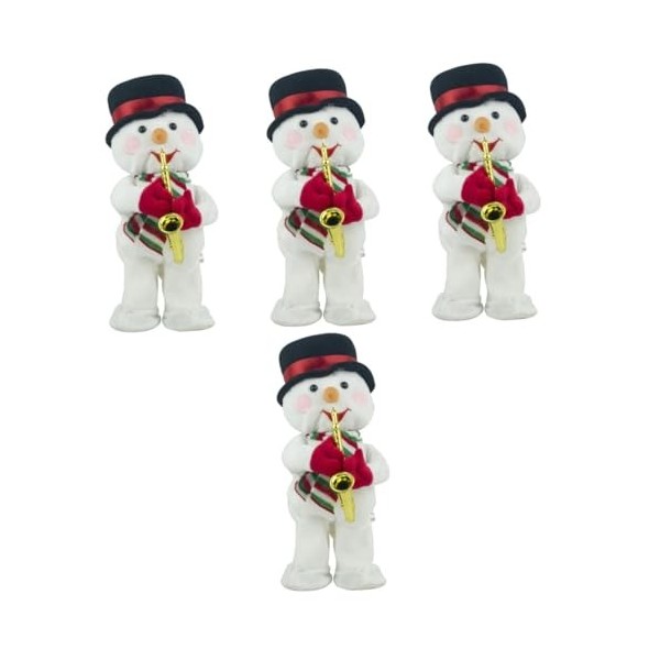 ibasenice 4 Pièces Bonhomme De Neige Électrique Bonhomme De Neige Qui Chante Poupées Électriques De Noël Figure De Cheminée D