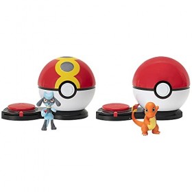 Pokemon Surprise Jeu dattaque - Charmander 1 et Riolu - 2 balles dattaque Surprise - 6 disques dattaque - Jouets pour Enf