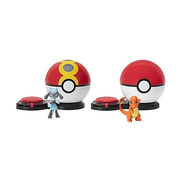 Pokemon Surprise Jeu dattaque - Charmander 1 et Riolu - 2 balles dattaque Surprise - 6 disques dattaque - Jouets pour Enf